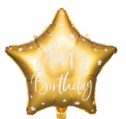 18" Μπαλόνι Αστέρι Happy Birthday Χρυσό