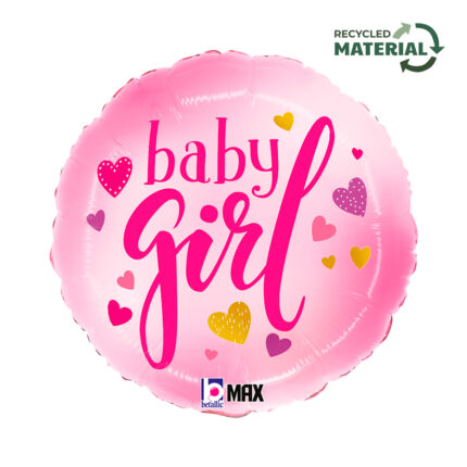 18" Μπαλόνι Baby Girl ροζ καρδιές