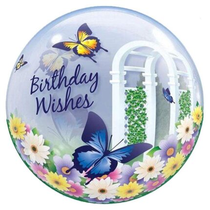 22" Μπαλόνι Bubble Πεταλούδες "Bday Wishes"