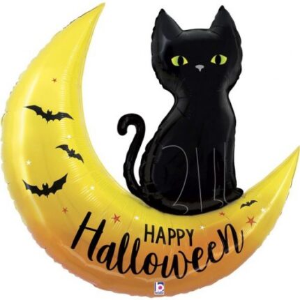 41" Μπαλόνι Happy Halloween Φεγγάρι & Γάτα