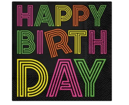Χαρτοπετσέτες Happy Birthday Neons (20 τεμ)