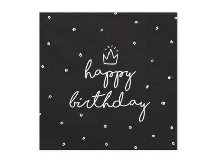 Χαρτοπετσέτες μαύρες Happy Birthday (20 τεμ)