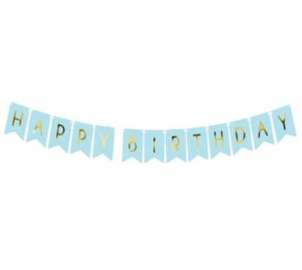 Διακοσμητικό μπάνερ γαλάζιο "Happy birthday