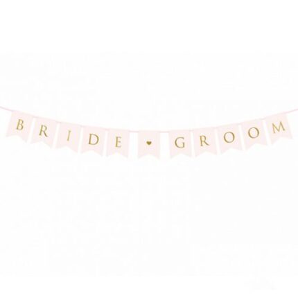 Διακοσμητικό μπάνερ ροζ "Bride - Groom"