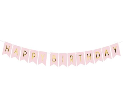 Διακοσμητικό μπάνερ ροζ "Happy birthday