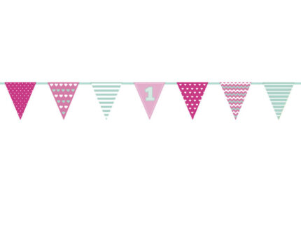 Γιρλάντα 1st Birthday ροζ & μέντα 1,35m