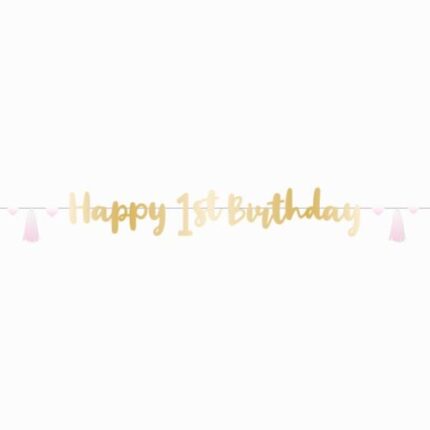 Γιρλάντα Happy 1st Birthday ροζ Ombre