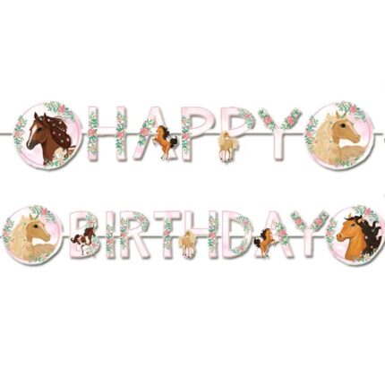 Γιρλάντα Happy Birthday Άλογο Φλοράλ