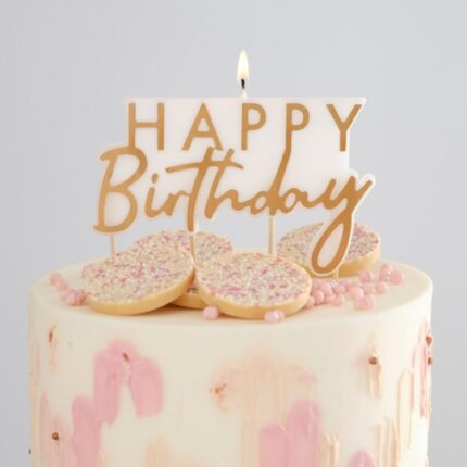 Κεράκι Happy Birthday χρυσό