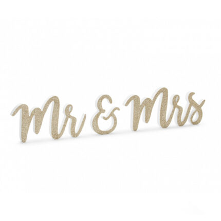 Ξύλινο διακοσμητικό τραπεζιού Χρυσό Mr & Mrs