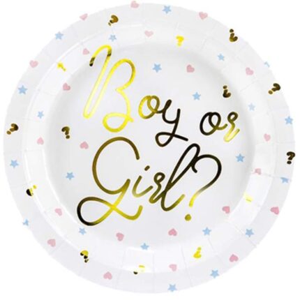 Πιάτα για Gender Reveal "Boy or Girl" (6 τεμ)