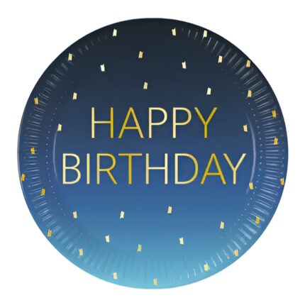 Πιάτα φαγητού μπλε Όμπρε Birthday (8 τεμ)