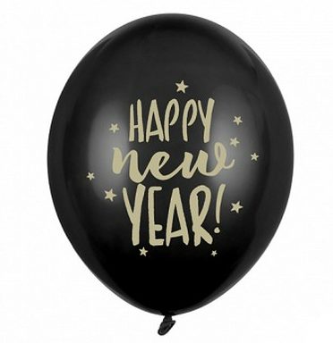 Σετ μαύρα Μπαλόνια Happy New Year (6 τεμ)