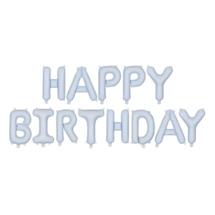 Σετ Μπαλόνια Γενεθλίων -“Happy Birthday” Γαλάζιο ματ (13 τεμ)