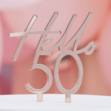 Topper τούρτας "Hello 50" Rosegold