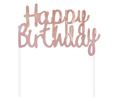 Topper τούρτας Happy Birthday Ροζ χρυσό